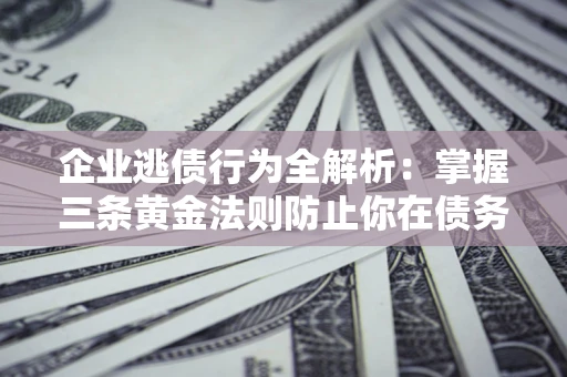 济南企业逃债行为全解析：掌握三条黄金法则防止你在债务乱局中“踩雷”